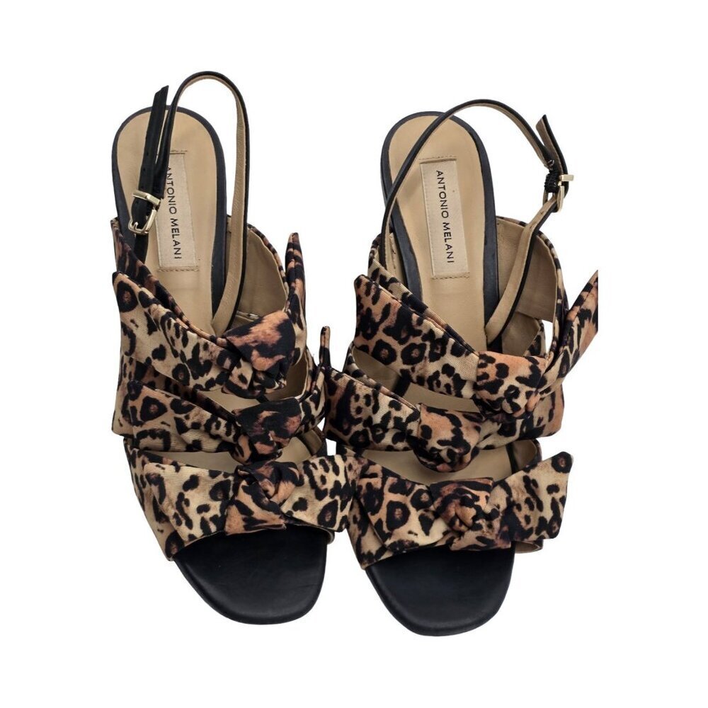 Women's - Antonio Melani Vilada Triple Bow Leopard Slingback Heels, Size 10 - Picture 2 of 8